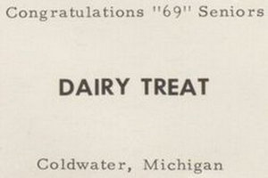 Dairy Treat - Tekonsha High School - Indian Yearbook Class Of 1969 Ad